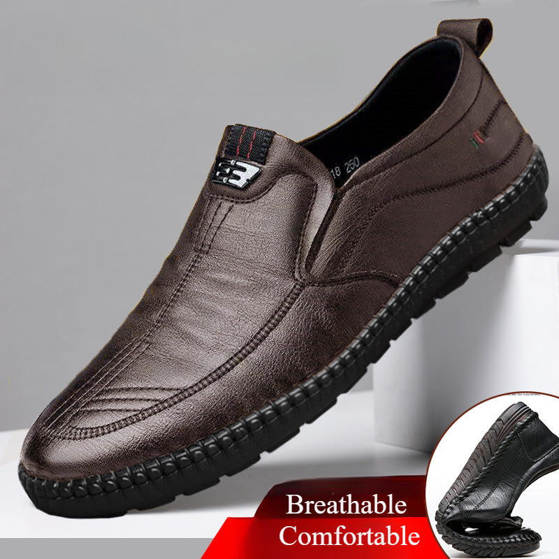 Men Shoes For Office Work - Mens Leather Loafers Non Slip Walking