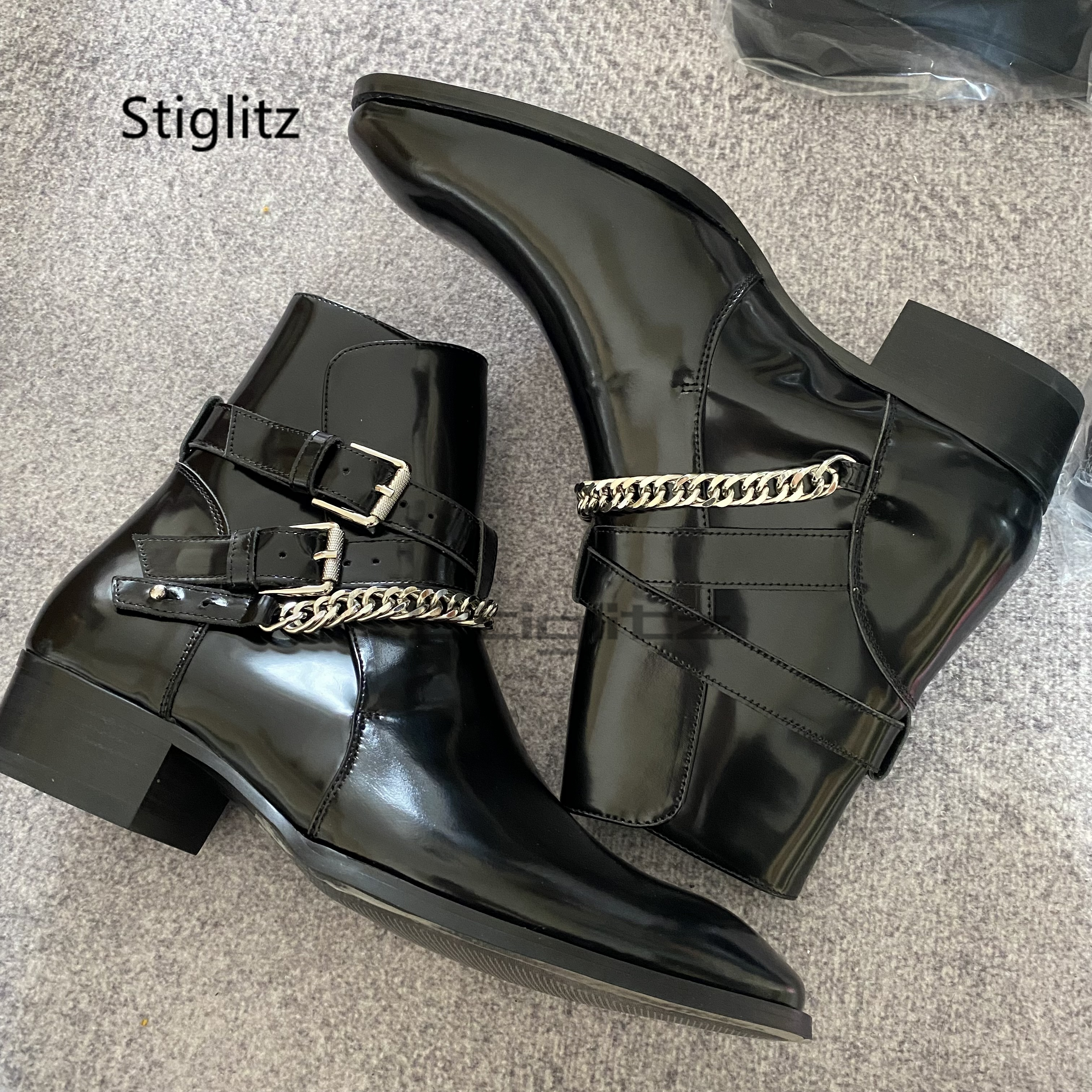 Men's Metal Chain Bright Leath - огляд і ціна Men Shoes Size 11