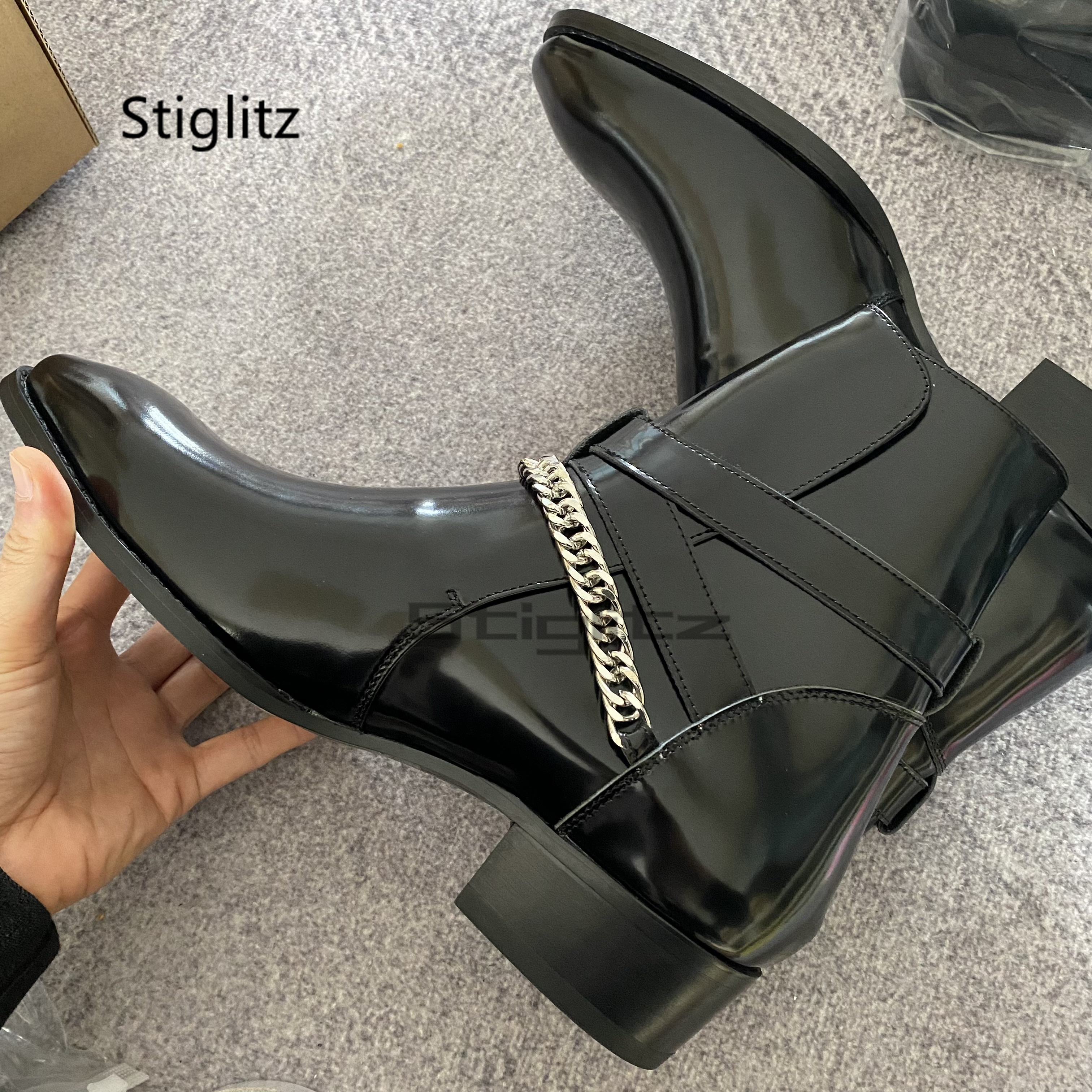 Men's Metal Chain Bright Leath - огляд і ціна Men Shoes Size 11