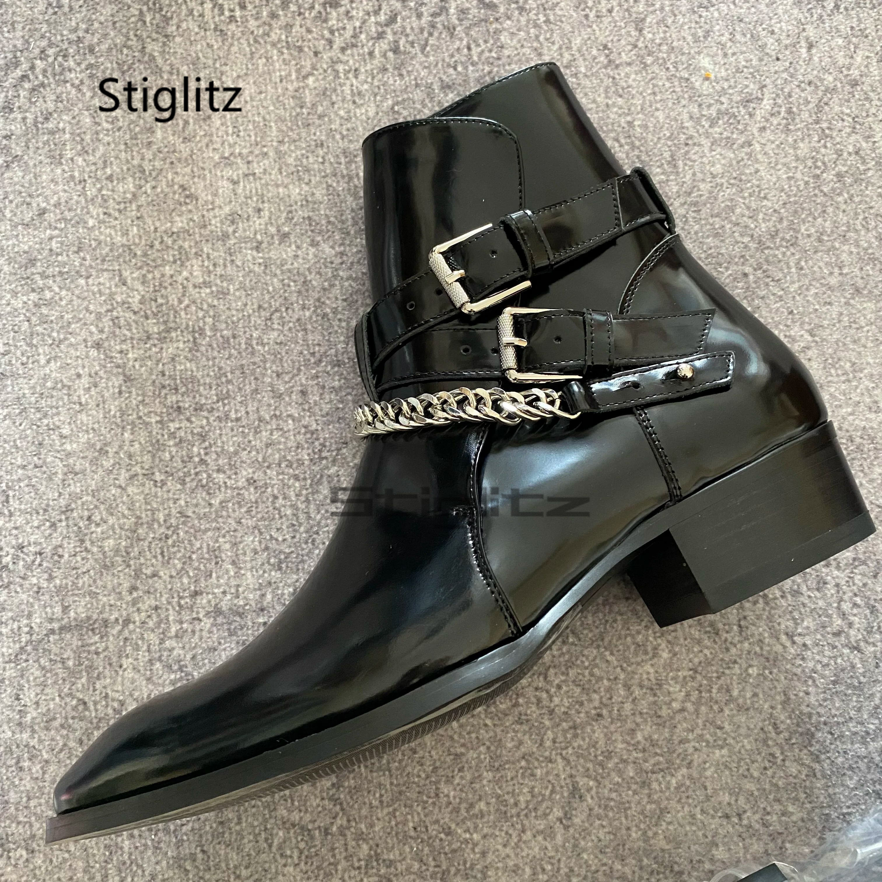 Men's Metal Chain Bright Leath - огляд і ціна Men Shoes Size 11