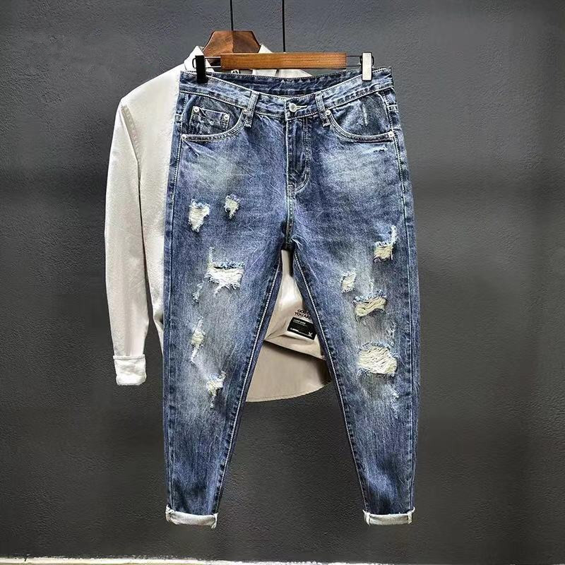 Nine-point jeans with holes fo - огляд і ціна Men'S Shoes With Jeans