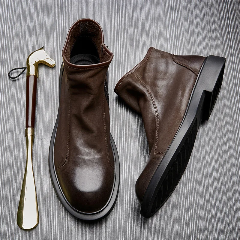 Warm Mens Genuine Leather Boot - огляд і ціна Men Shoes For Wedding