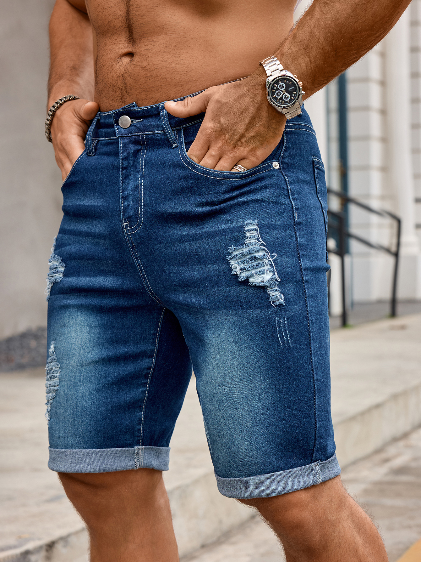 Men Denim Trousers Jeans Short - огляд і ціна Men'S Shoes With Jeans