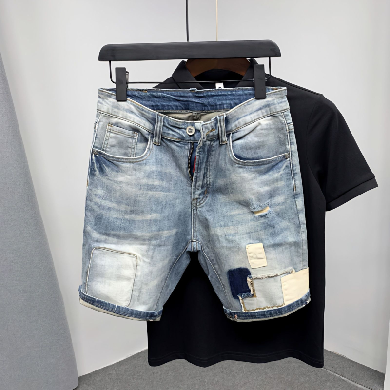 Straight Male Denim Shorts Rip - огляд і ціна Men'S Shoes With Jeans