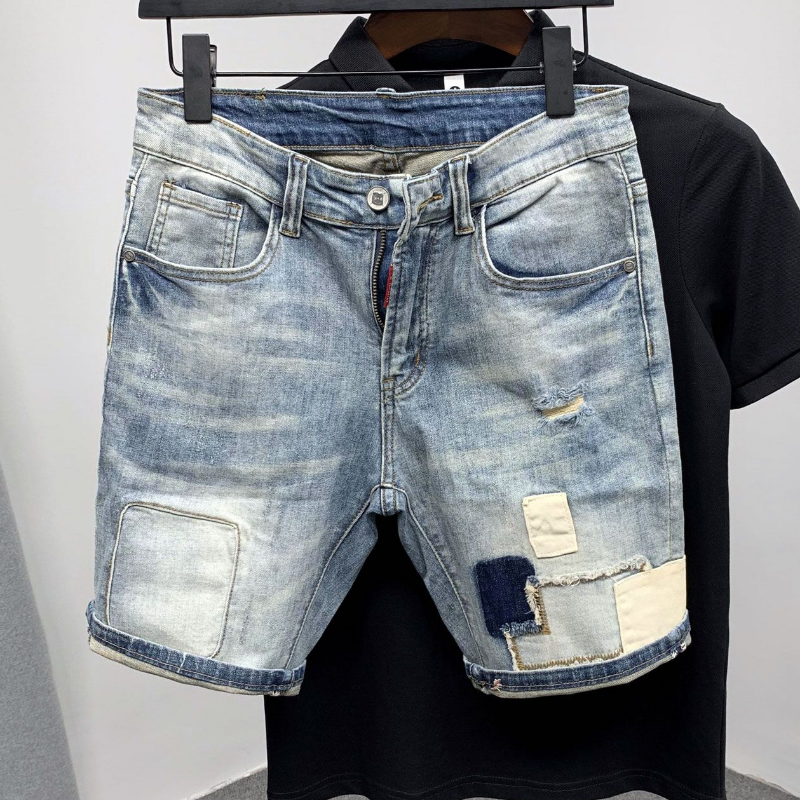 Straight Male Denim Shorts Rip - огляд і ціна Men'S Shoes With Jeans