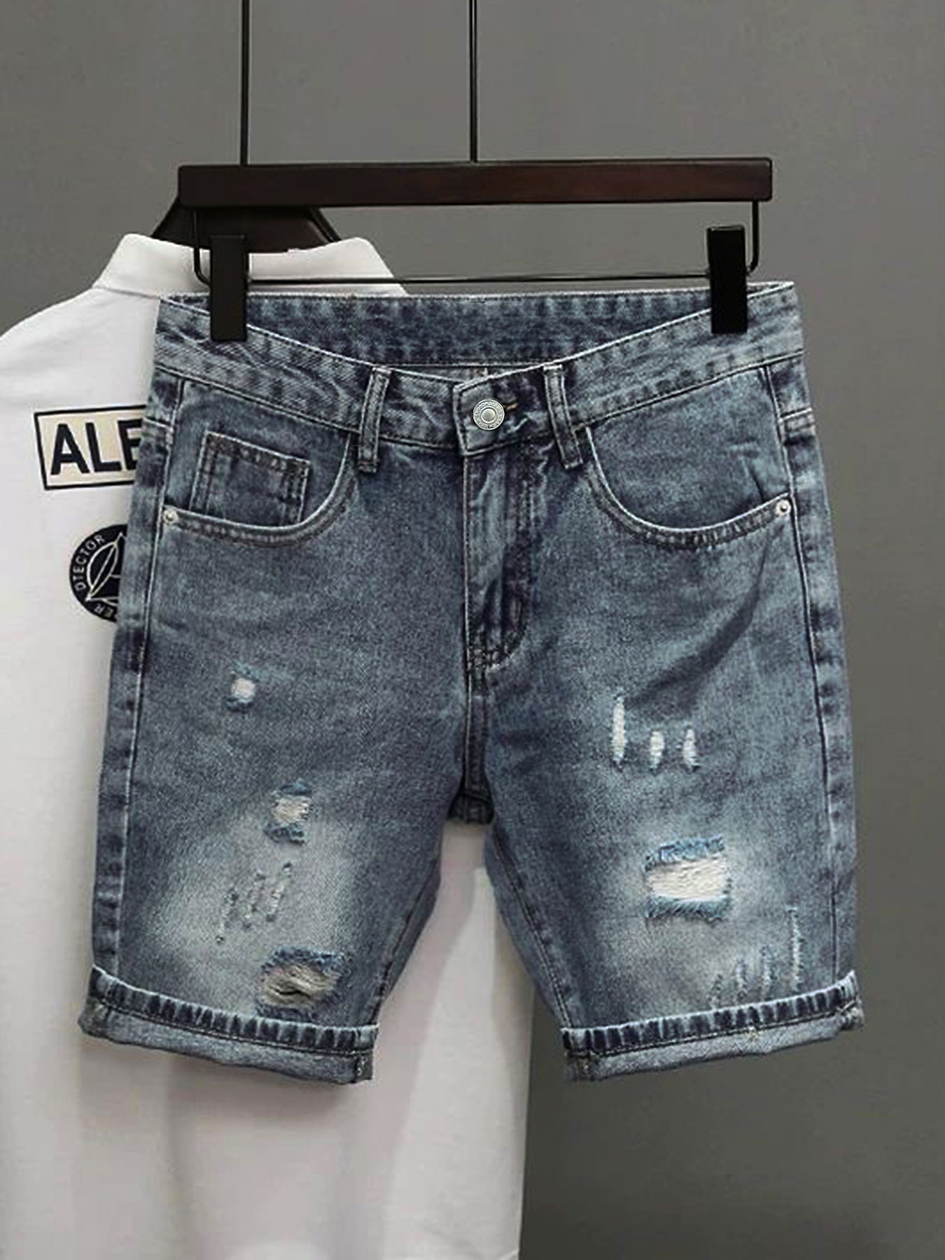 Light Blue Denim Shorts Men's  - огляд і ціна Men'S Shoes With Jeans